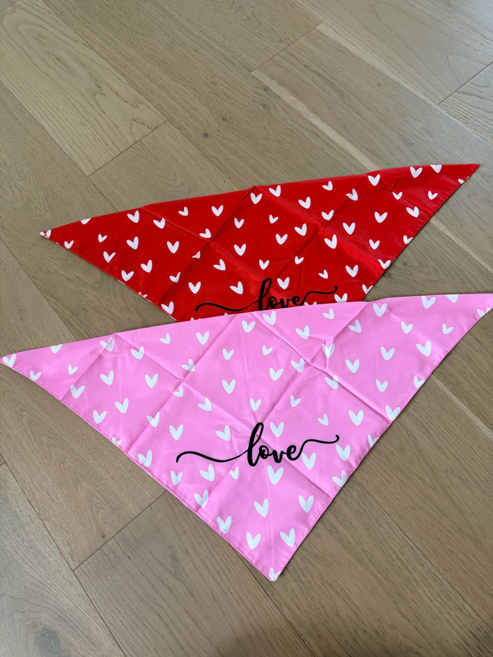 Heart Print Love Dog Bandana Set - Pink & Red large